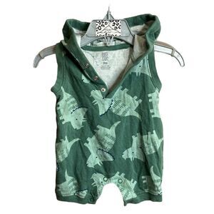 5‎ for $25🔥Carter's Green Dinosaur Hooded Shorts Romper Boys 3 Months